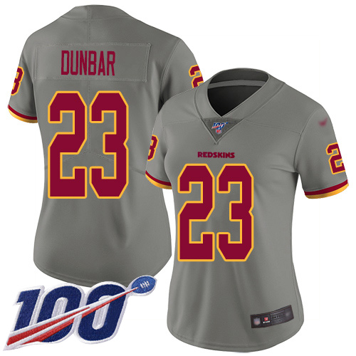 Washington Redskins Limited Gray Women Quinton Dunbar Jersey NFL Football #23 100th Season->youth nfl jersey->Youth Jersey